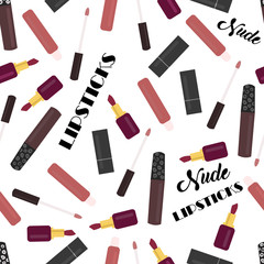 Vector Seamless of Nude Lipsticks