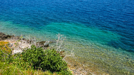 Coastline of Ammouliani island, Athos, Chalkidiki, Central Macedonia, Greece 