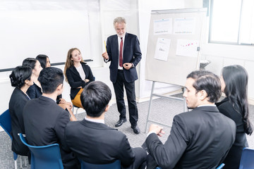 Speaker at Business meeting roon or conference room and audience.