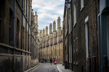 Trinity lane street traditional Cambridge architecture. England