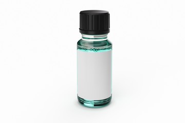 medicine glass dropper bottle with white label isolated