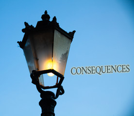 Conceptual hand writing showing Consequences. Business photo text Result Outcome Output Upshot...