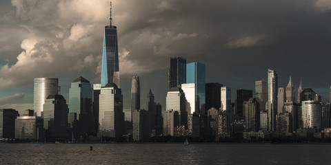 JUNE 4, 2018 - NEW YORK, NEW YORK, USA  - New York City Spectacular Sunset focuses on One World Trade Tower, Freedom Tower, NY