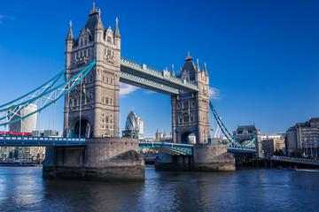 Tower bridge with clear blue sky in the morning 