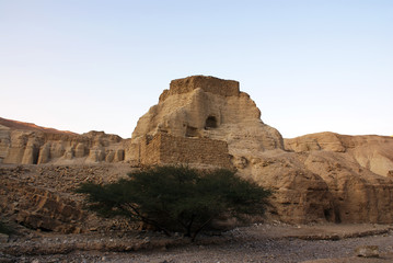 Ancient fortress Neve Zohar in the desert Arava