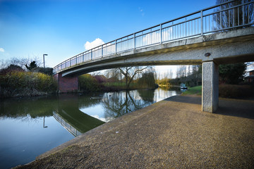 Grand Union Canal at sunny day in Milton Keynes, England