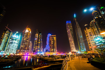 Fototapeta na wymiar Dubai marina at night, UAE