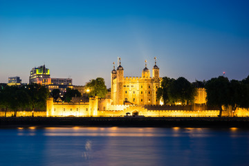 Fototapeta na wymiar Tower of London at dusk, Great Britain