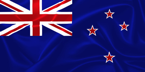 Illustration of New Zealand waving fabric flag