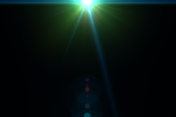 Abstract lens flare light over black background