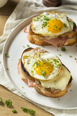 Homemade French Croque Madame Sandwich