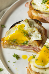 Homemade French Croque Madame Sandwich