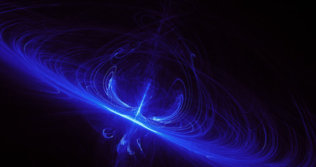Blue Abstract Lines Curves Particles Background