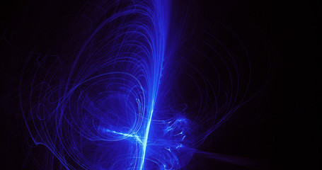 Blue Abstract Lines Curves Particles Background