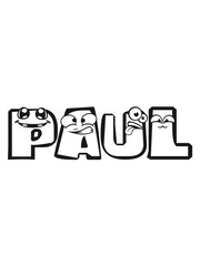 paul vorname männlich kind baby nachwuchs schwanger junge buchstabe name schreiben cartoon comic gesicht lustig lebendig logo cool ABC