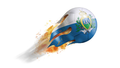 Flying Flaming Soccer Ball with San Marino Flag
