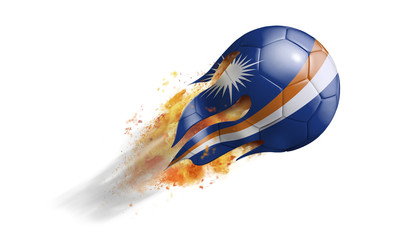 Flying Flaming Soccer Ball with Marshall Islands Flag