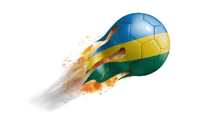 Flying Flaming Soccer Ball with Rwanda Flag