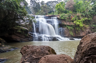 Tad Huang Waterfall the most beautiful of Phu Suan Sai, become the murder line between Thai-Laos, water fall in deep forest at at Phu Suan Sai National Park, Loei Province