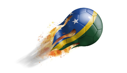 Flying Flaming Soccer Ball with Solomon Islands Flag