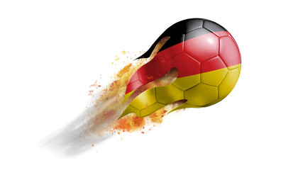 Flying Flaming Soccer Ball with Germany Flag © intriceight