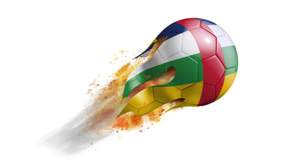 Flying Flaming Soccer Ball with Central of African Republic Flag