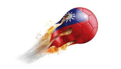 Flying Flaming Soccer Ball with Taiwan Flag