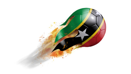 Flying Flaming Soccer Ball with Saint Kitts And Nevis Flag