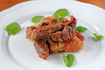 fried pork or deep fried pork (Thai food)