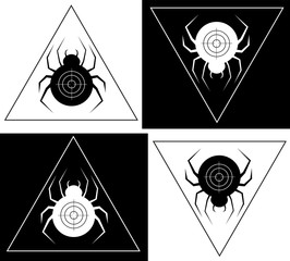 Spider in a triangular frame spider minimalist logo © kotolmachoff