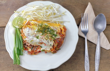 Fried noodle Thai style with egg is delicious