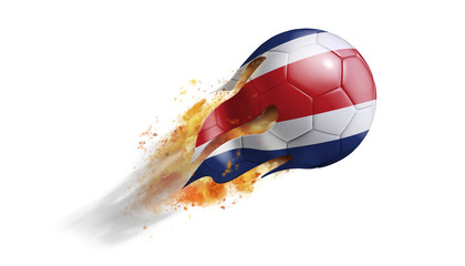 Flying Flaming Soccer Ball with Costa Rica Flag