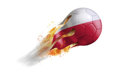 Flying Flaming Soccer Ball with Poland Flag