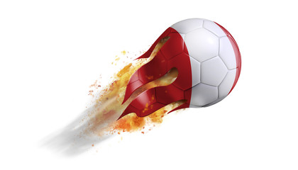 Flying Flaming Soccer Ball with Peru Flag © intriceight