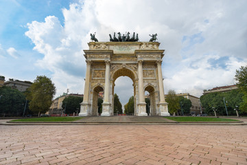 Fototapeta na wymiar Arco della Pace (Arch of Peace), Porta Sempione, Milan, Italy