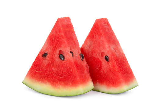 two sliced fresh watermelon isolated on white background