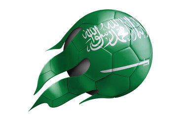 Flying Soccer Ball with Saudi Arabia Flag