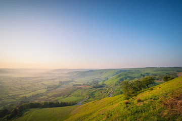 Peak District landscape at sunrise 