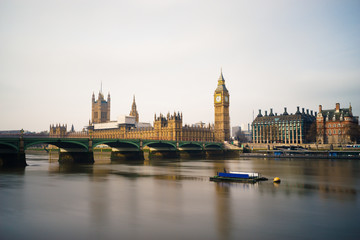 Naklejka premium Big Ben and Westminster parliament viewed across river Thames