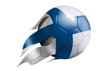 Flying Soccer Ball with Finland Flag