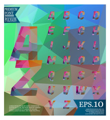 Font lowpoly on abstract background low poly textured triangle shapes in random pattern design