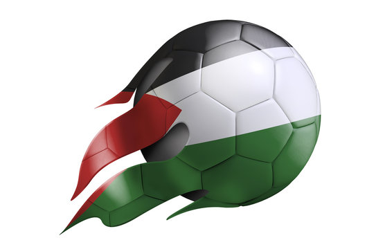 Flying Soccer Ball with Palestine Flag