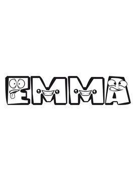 emma weiblich vorname m&auml;dchen buchstabe name schreiben cartoon comic gesicht lustig lebendig logo cool ABC