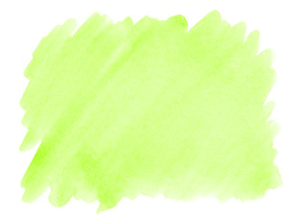 Green watercolor background with a pronounced texture of paper for decorating design products and printing.