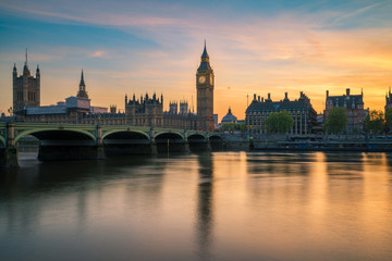 Fototapeta na wymiar Big Ben and Westminster Palace at beautiful sunset in London,UK