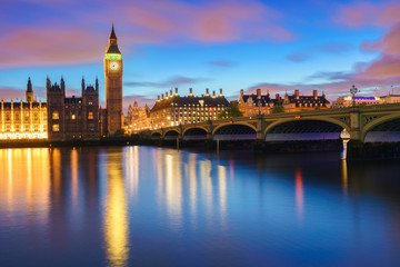 Fototapeta na wymiar Big Ben at blue hour in London,UK