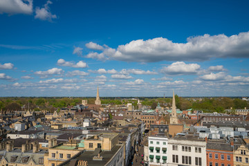 Fototapeta na wymiar Cambridge city rooftop view. England 