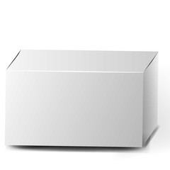 White square paper box. Blank Product Cardboard Package Box isolated. 