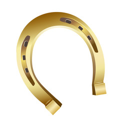Obraz premium Golden horseshoe, lucky St. Patrick's day symbol. Good luck sign, vector clip art illustration