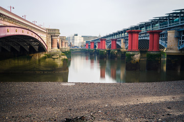 Blackfriars bridge and railway bridge near Thames river in London,UK